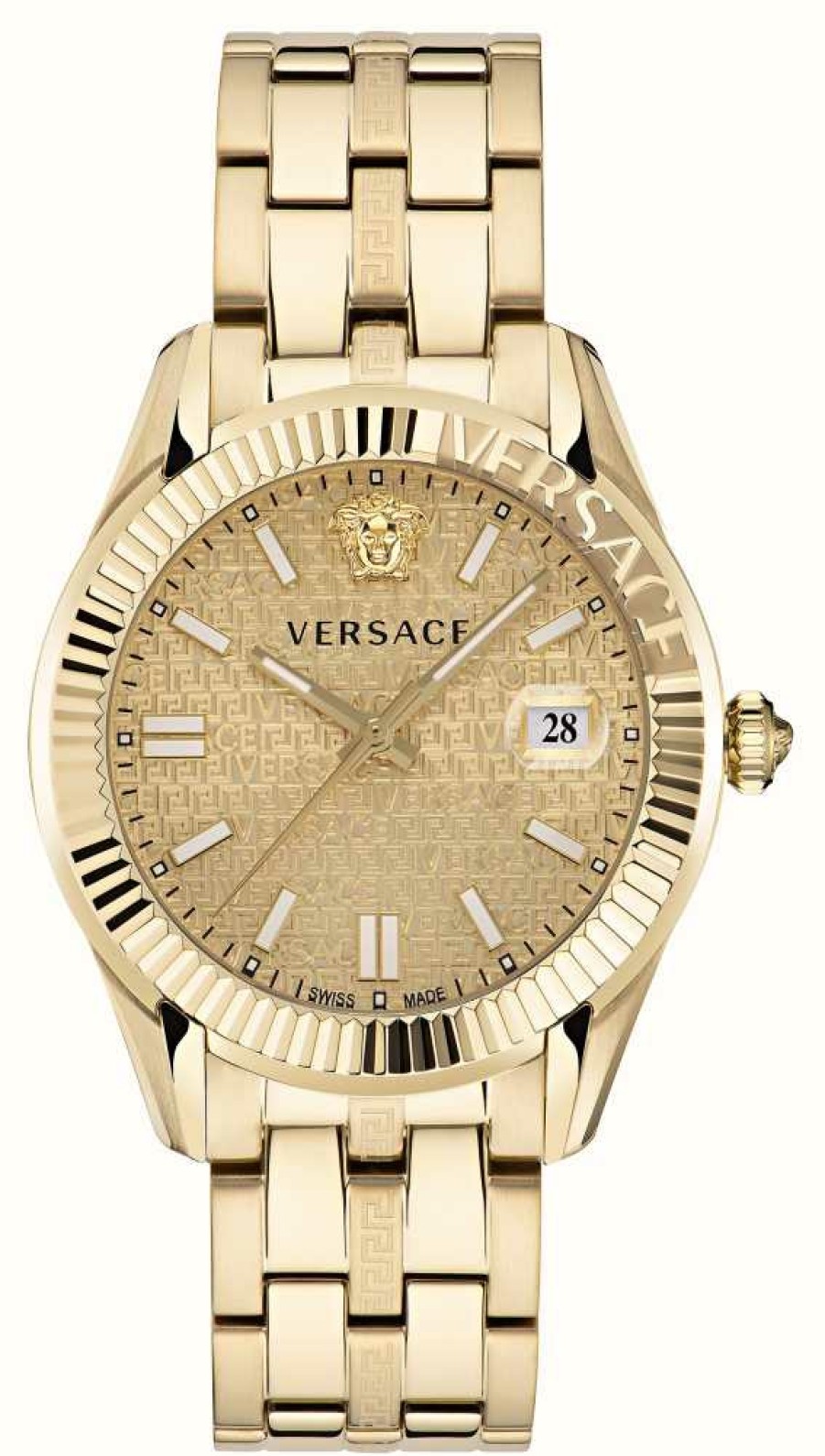 Men'S Versace | Versace Greca Time (41Mm) Gold Dial / Gold Pvd Stainless Steel