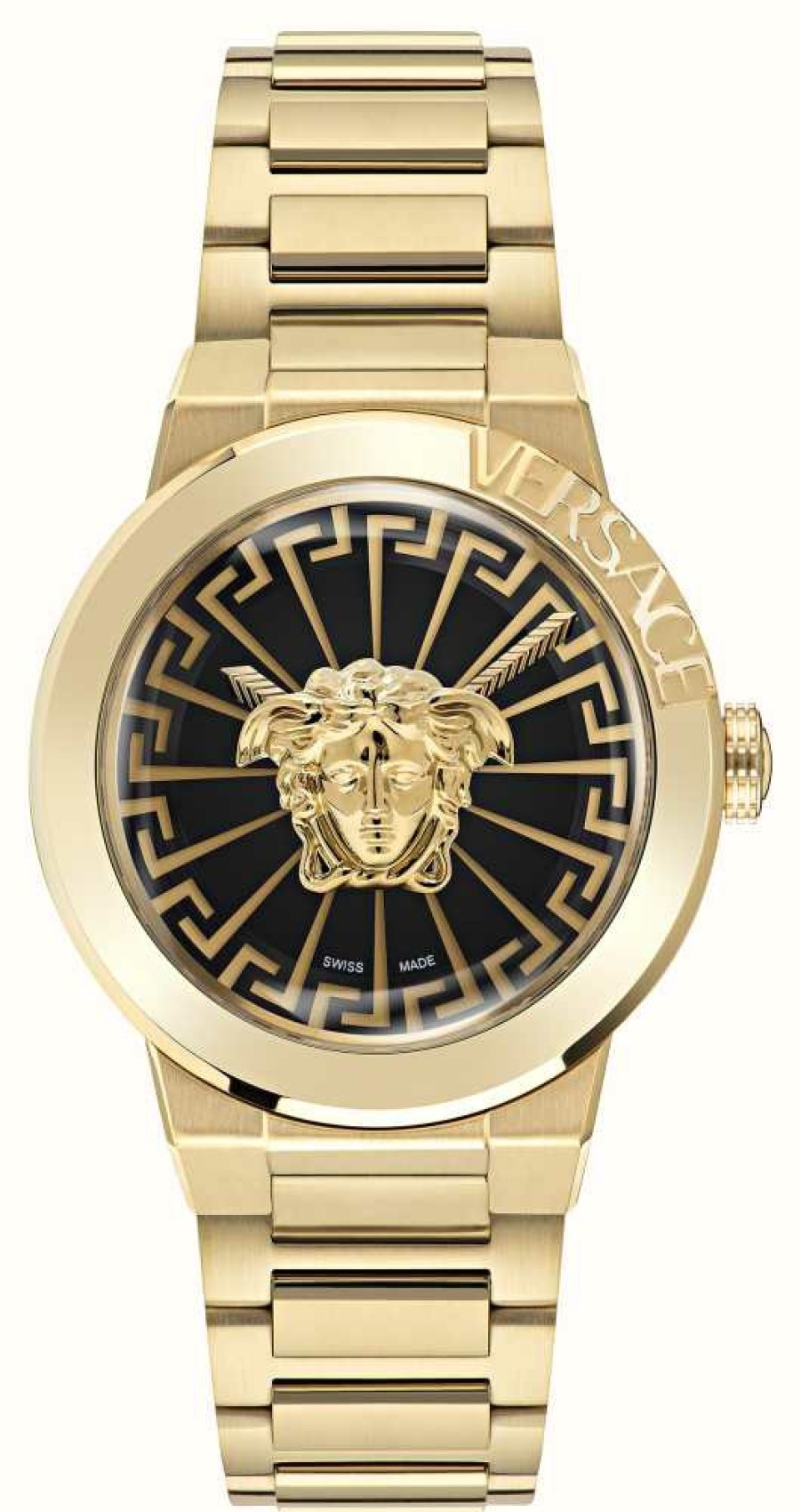 Women'S Versace | Versace Medusa Infinite (38Mm) Black Dial / Gold Pvd Stainless Steel