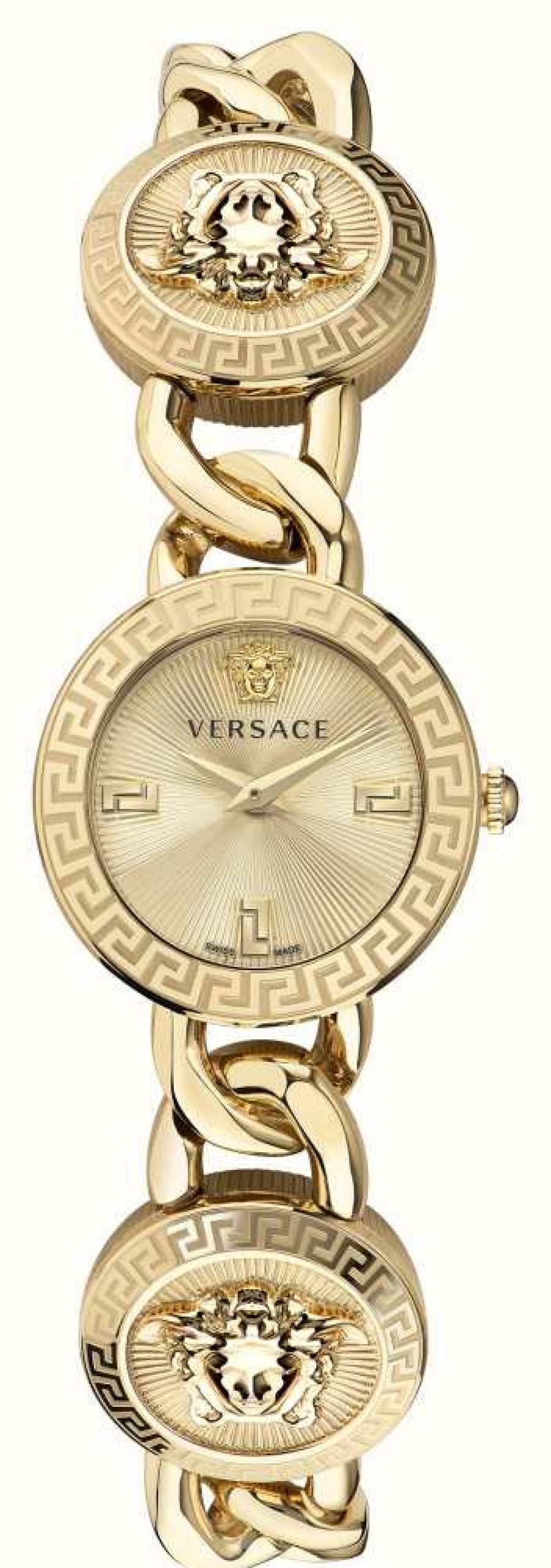 Women'S Versace | Versace Stud Icon (26Mm) Gold Dial / Gold Pvd Stainless Steel