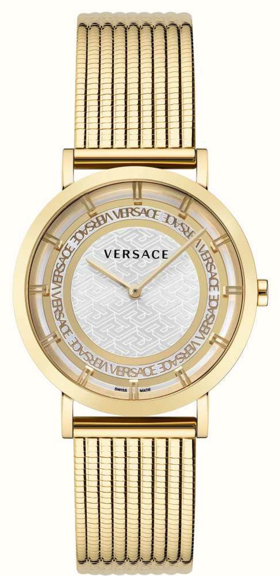 Women'S Versace | Versace New Generation (36Mm) Silver Dial / Gold Pvd Stainless Steel