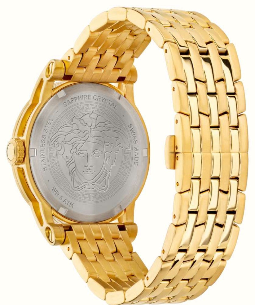 Men'S Versace | Versace Viamond (41Mm) Silver Dial / Gold Pvd Stainless Steel