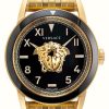 Men'S Versace | Versace V-Palazzo (43Mm) Black Dial / Gold Pvd Stainless Steel