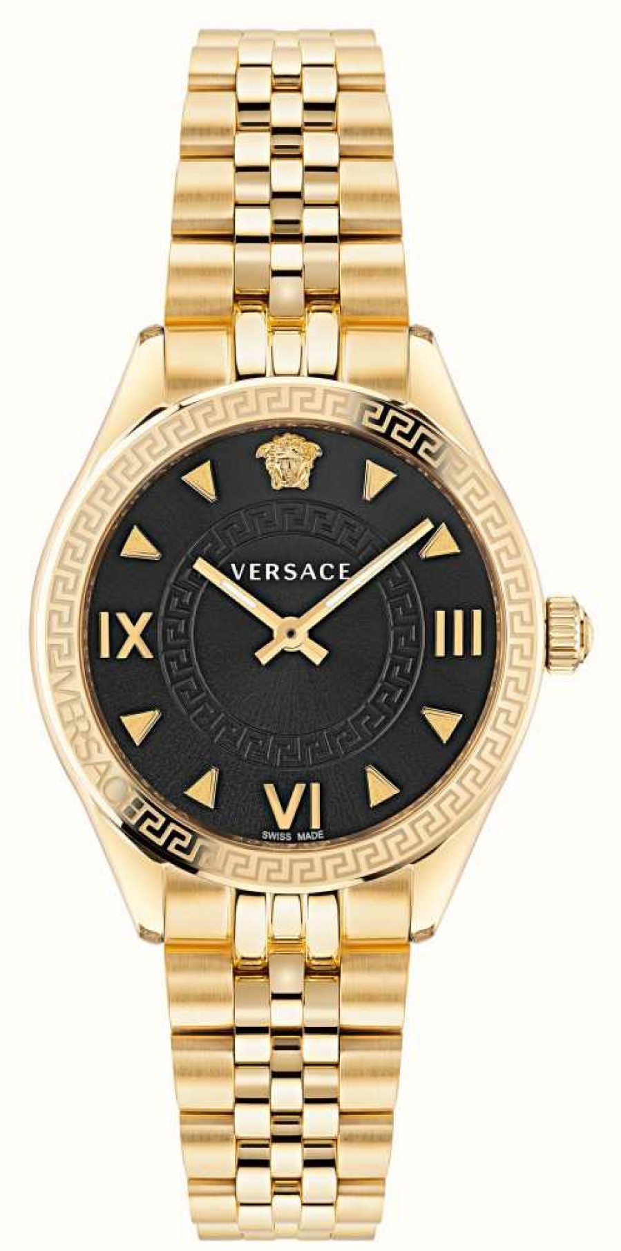 Women'S Versace | Versace Hellenyium (35Mm) Black Dial / Gold Pvd Stainless Steel