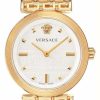 Women'S Versace | Versace Meander (34Mm) White Dial / Gold Pvd Stainless Steel Mesh