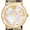 Women'S Versace | Versace Greca Glass (32Mm) Mother Of Pearl Dial / Alligator-Texture Leather