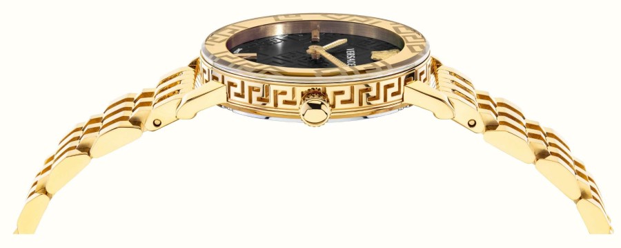 Women'S Versace | Versace Greca Glass (32Mm) Black Dial / Gold Pvd Stainless Steel