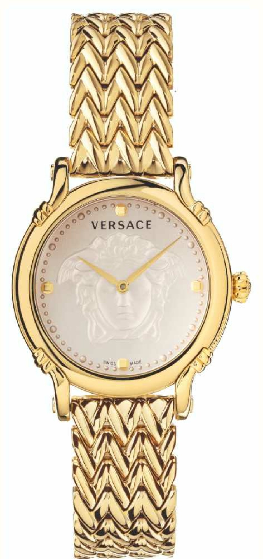 Women'S Versace | Versace Safety Pin (34Mm) Ivory Dial / Gold Pvd Stainless Steel