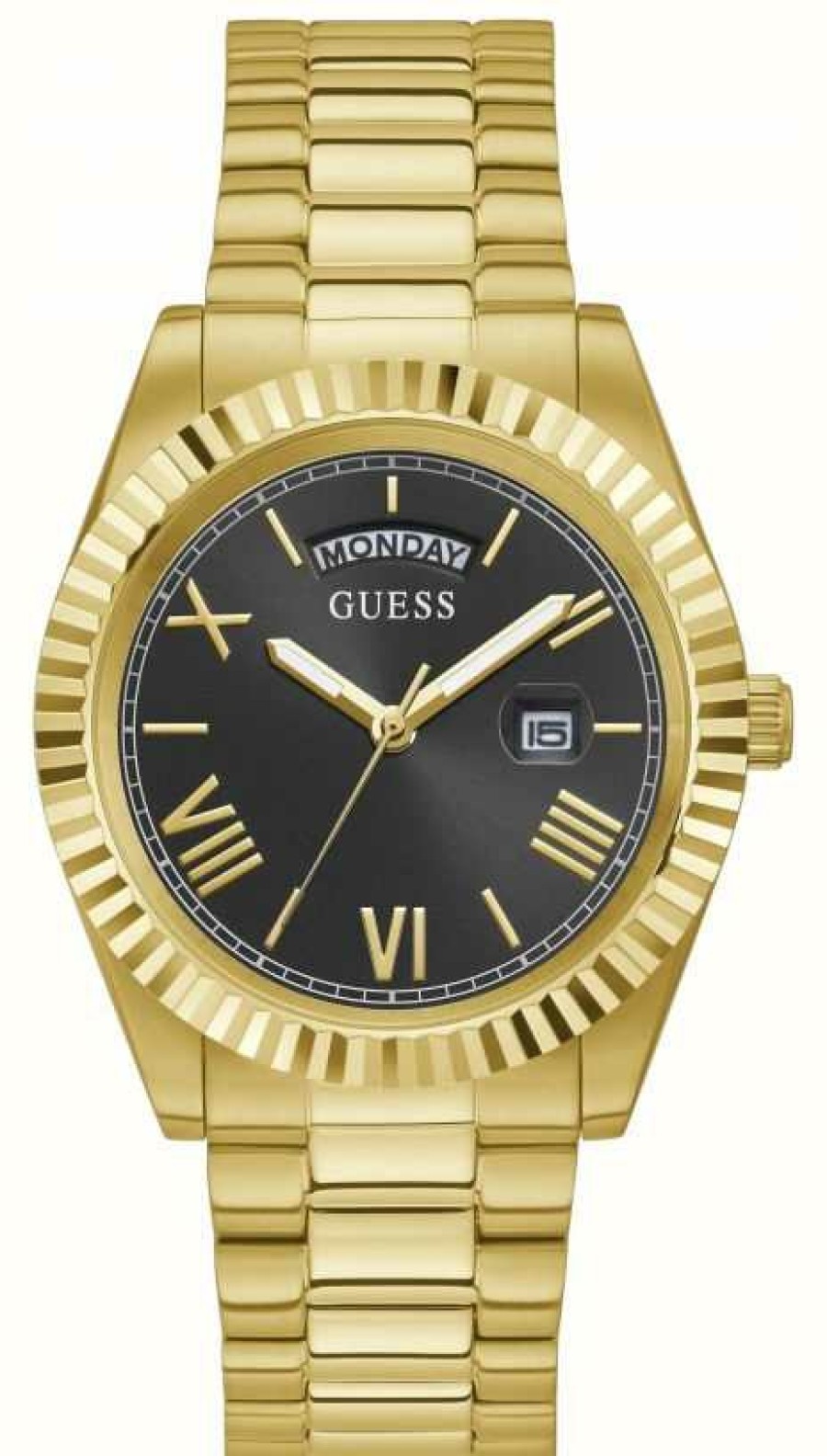 Men'S Guess | Guess Men'S Connoisseur | Black Dial | Gold Stainless Steel Bracelet