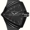 Men'S Hamilton | Hamilton Ventura Xxl Bright Quartz (52Mm) Black Light-Up Dial / Black Rubber Strap