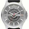 Men'S Armani Exchange | Armani Exchange Men'S | Grey Dial | Black Leather Strap