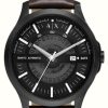 Men'S Armani Exchange | Armani Exchange Men'S | Black Dial | Brown Leather Strap