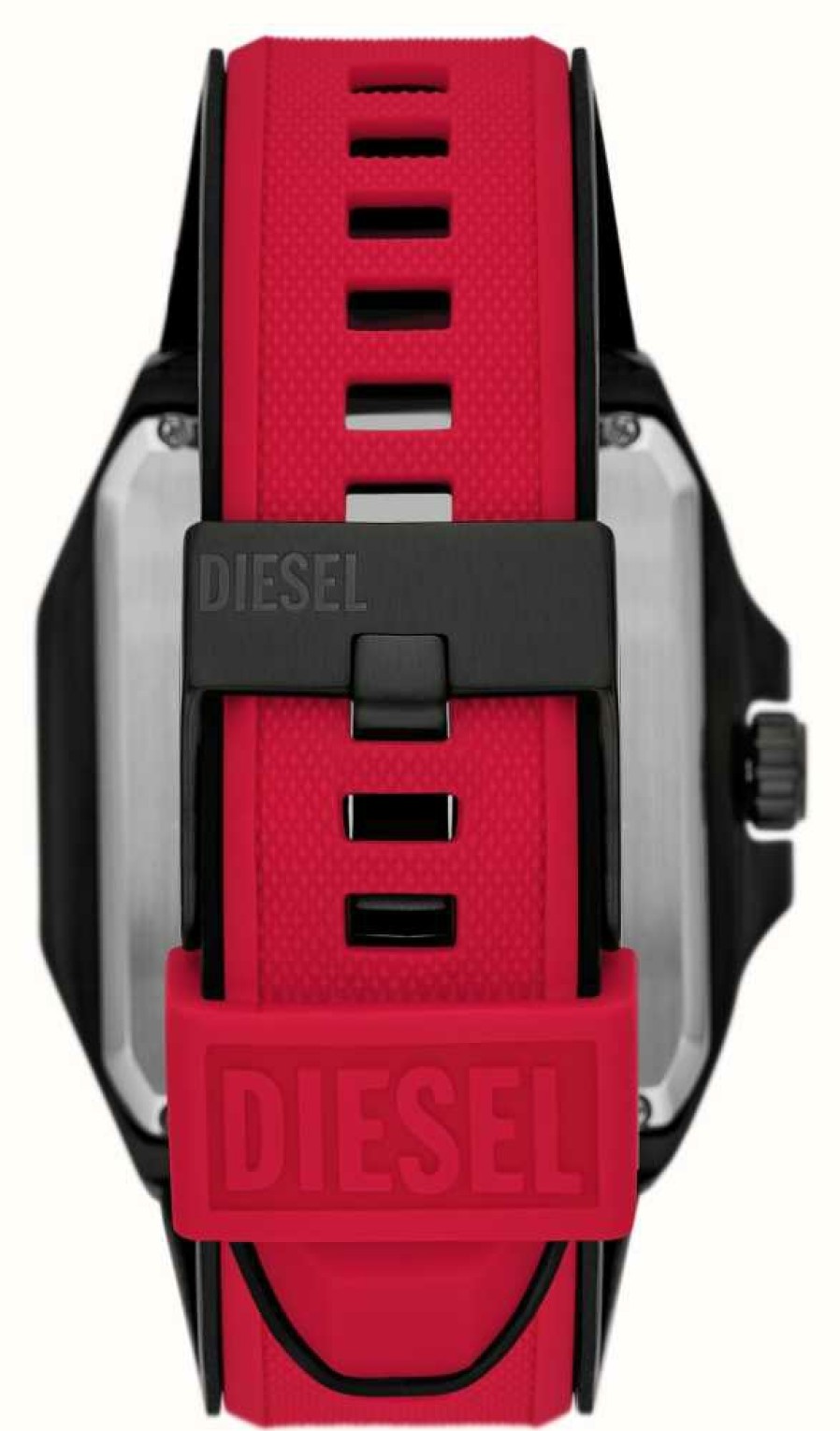 Men'S Diesel | Diesel Men'S Flayed | Black Dial | Red Silicone Strap