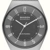 Men'S Skagen | Skagen Men'S Grenen Solar Grey Dial Steel Mesh Bracelet