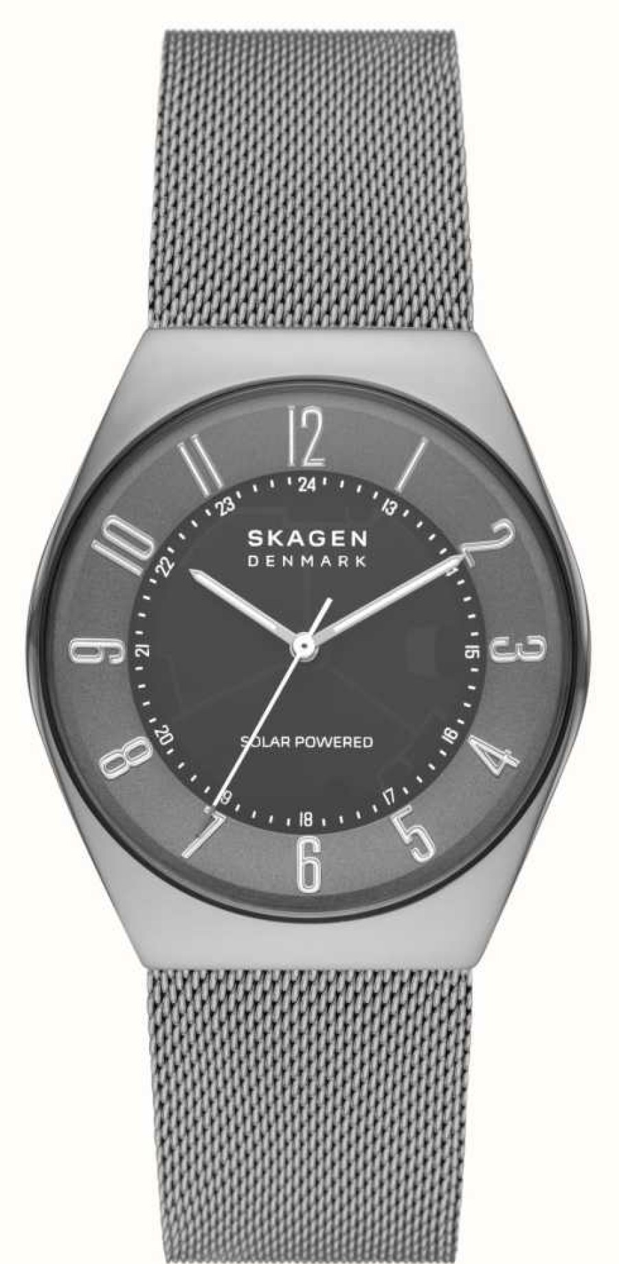 Men'S Skagen | Skagen Men'S Grenen Solar Grey Dial Steel Mesh Bracelet