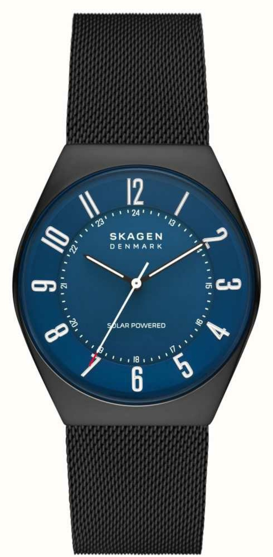 Men'S Skagen | Skagen Men'S Grenen Solar | Blue Dial | Black Steel Mesh Bracelet