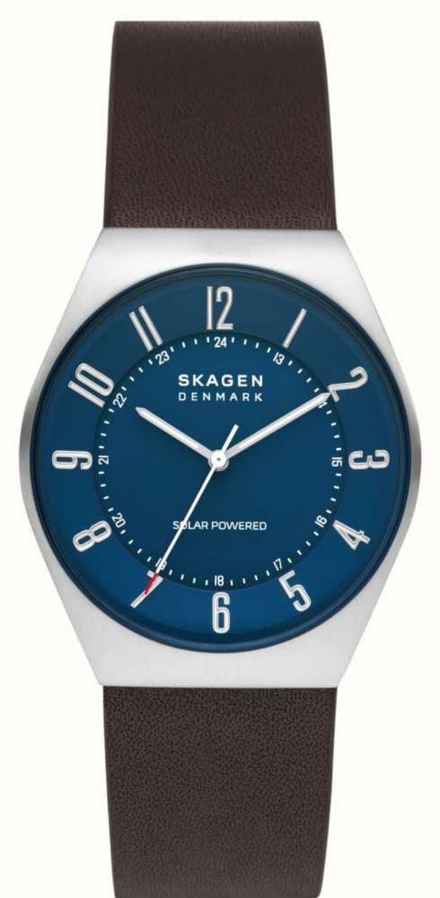 Men'S Skagen | Skagen Men'S Grenen Solar | Blue Dial | Brown Leather Strap