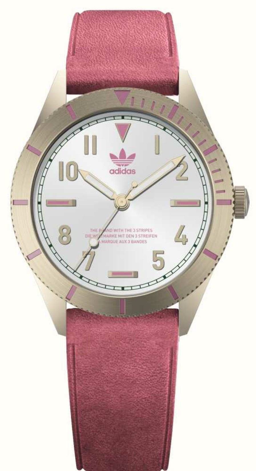 Women'S Adidas | Adidas Edition Three | Silver Dial | Pink Leather Strap