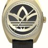 Women'S Adidas | Adidas Edition One | Black And Gold Logo Dial | Black Eco-Leather Strap