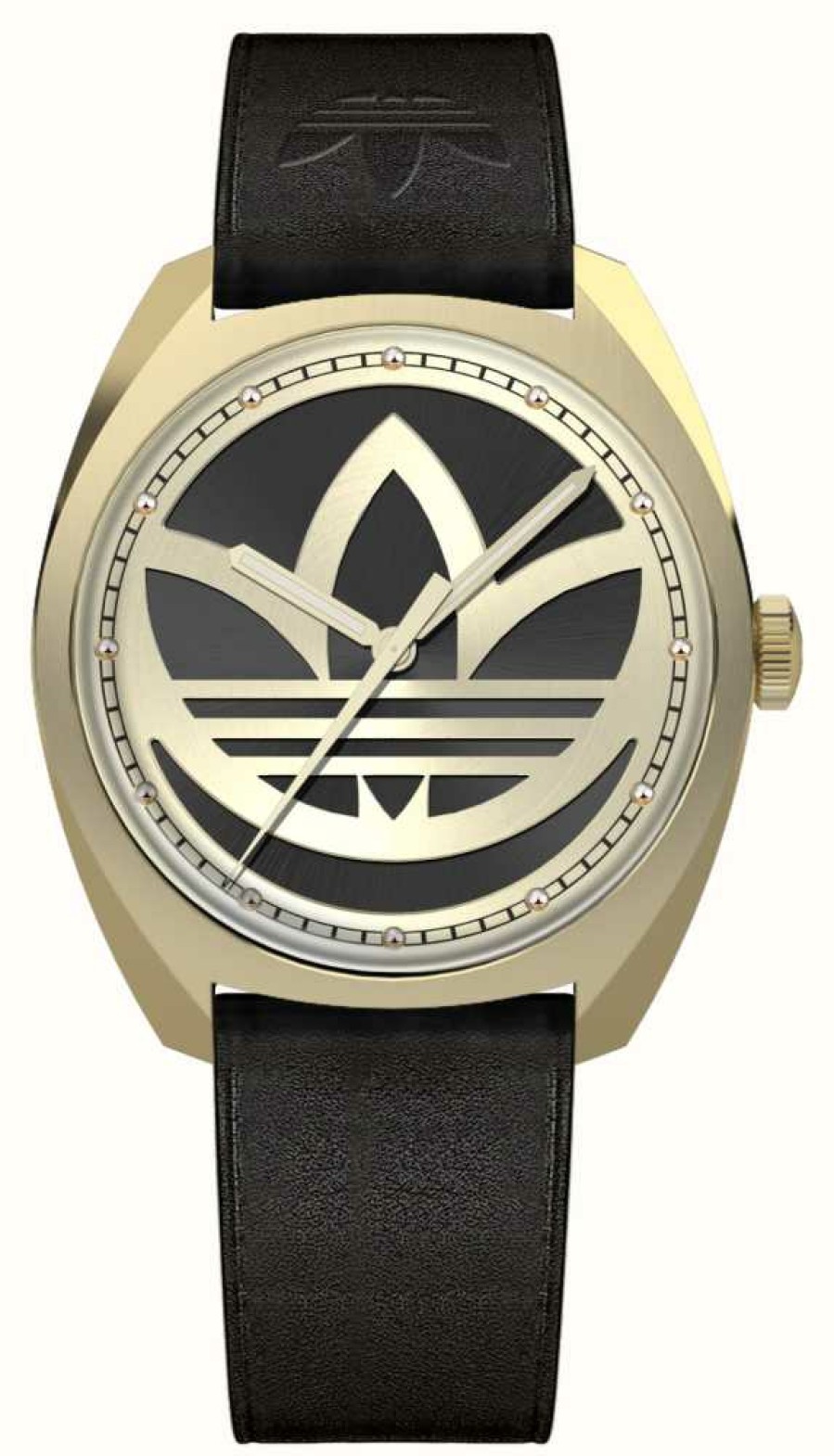 Women'S Adidas | Adidas Edition One | Black And Gold Logo Dial | Black Eco-Leather Strap