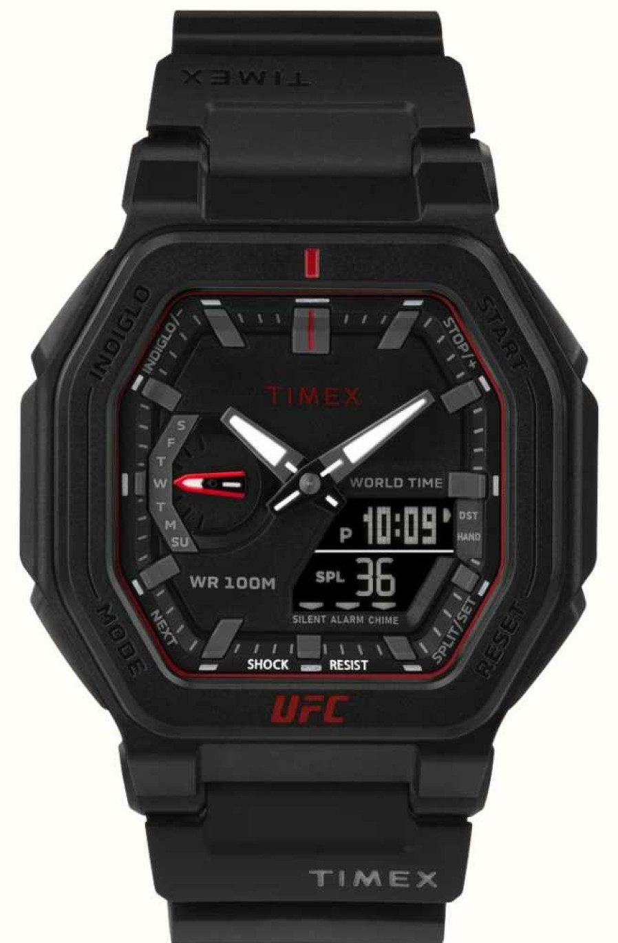 Men'S Timex | Timex X Ufc Colossus Black Dial / Black Resin