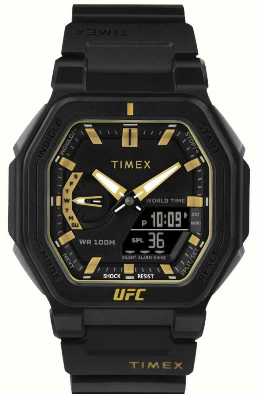 Men'S Timex | Timex X Ufc Colossus Black Dial / Black Resin