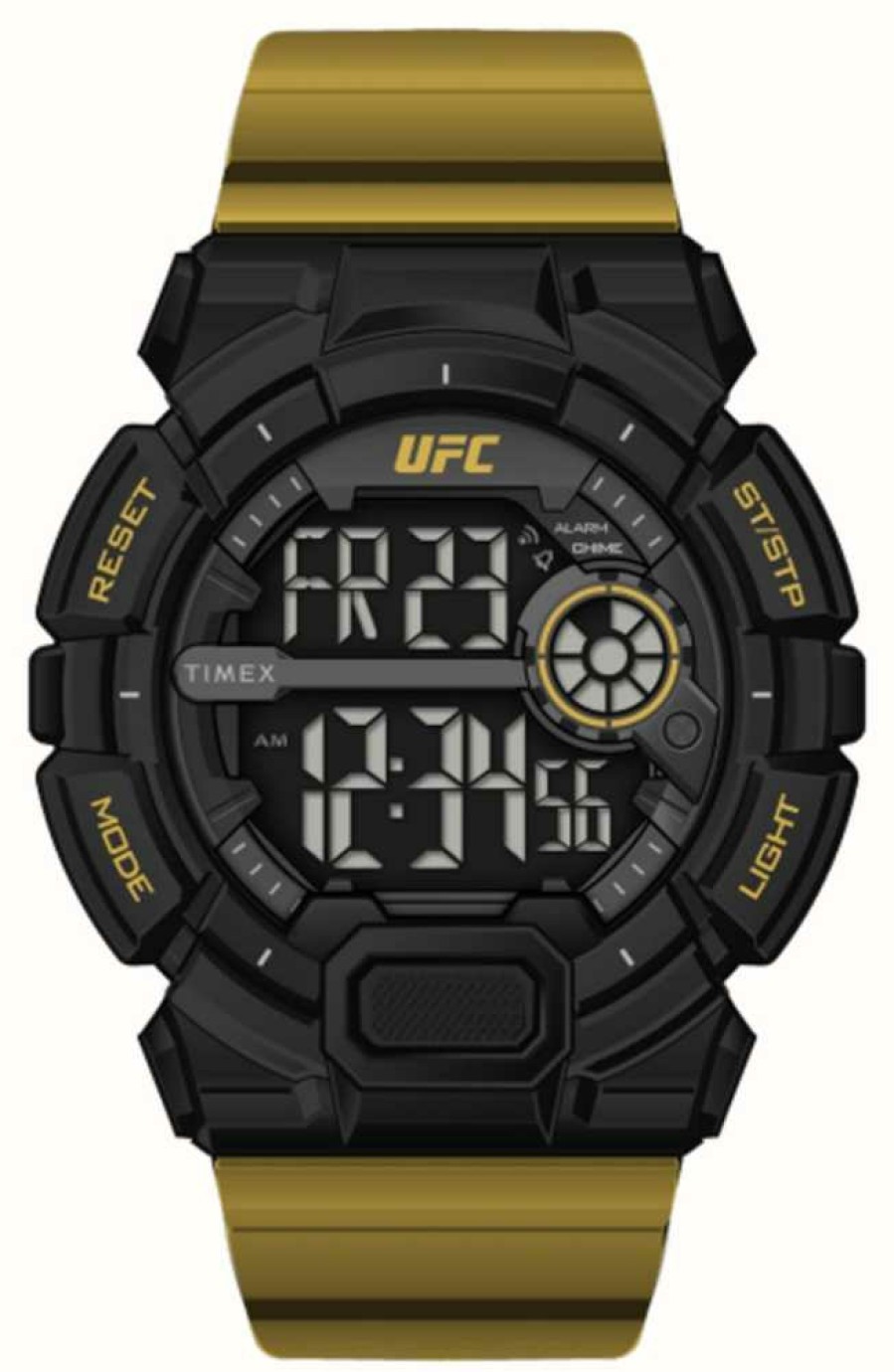 Men'S Timex | Timex X Ufc Striker Digital / Gold Rubber Strap