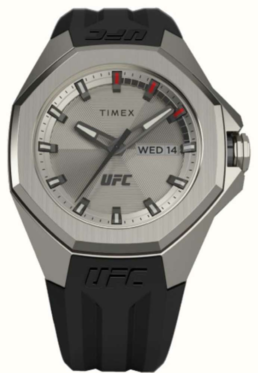 Men'S Timex | Timex X Ufc Pro Silver Dial / Black Silicone