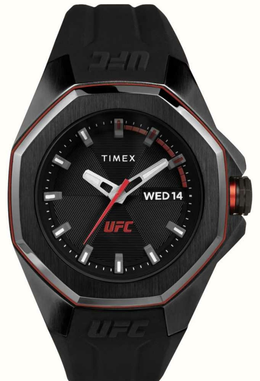 Men'S Timex | Timex X Ufc Pro Black Dial / Black Silicone