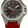 Men'S Timex | Timex X Ufc Pro Black Dial / Red Silicone Strap