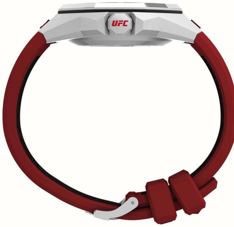 Men'S Timex | Timex X Ufc Pro Black Dial / Red Silicone Strap