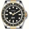 Men'S Timex | Timex X Ufc Debut Black Dial / Two-Tone Stainless Steel