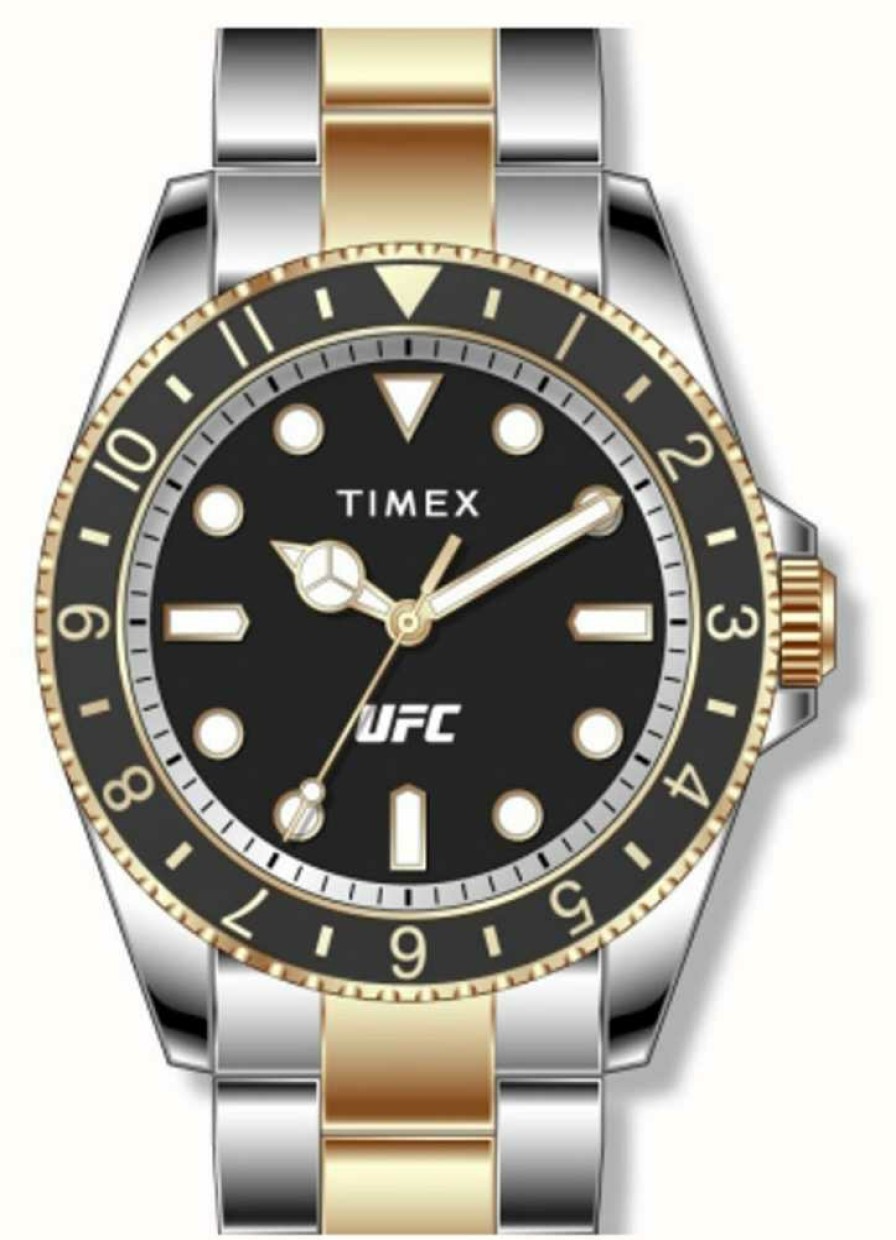 Men'S Timex | Timex X Ufc Debut Black Dial / Two-Tone Stainless Steel