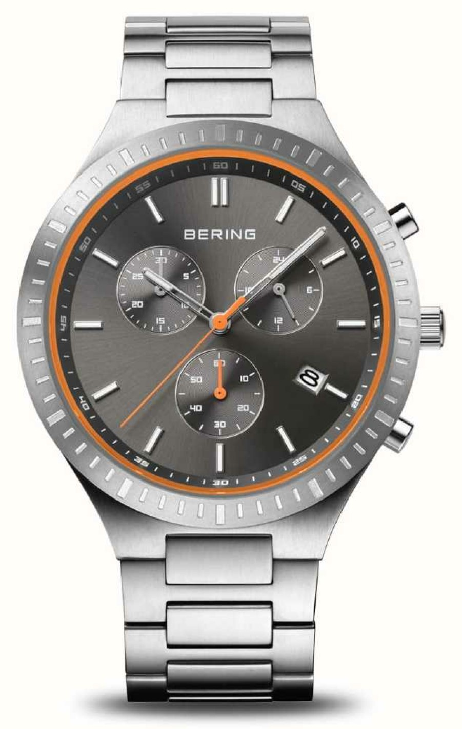 Men'S Bering | Bering Titan Chrono | Black Dial | Titanium Bracelet