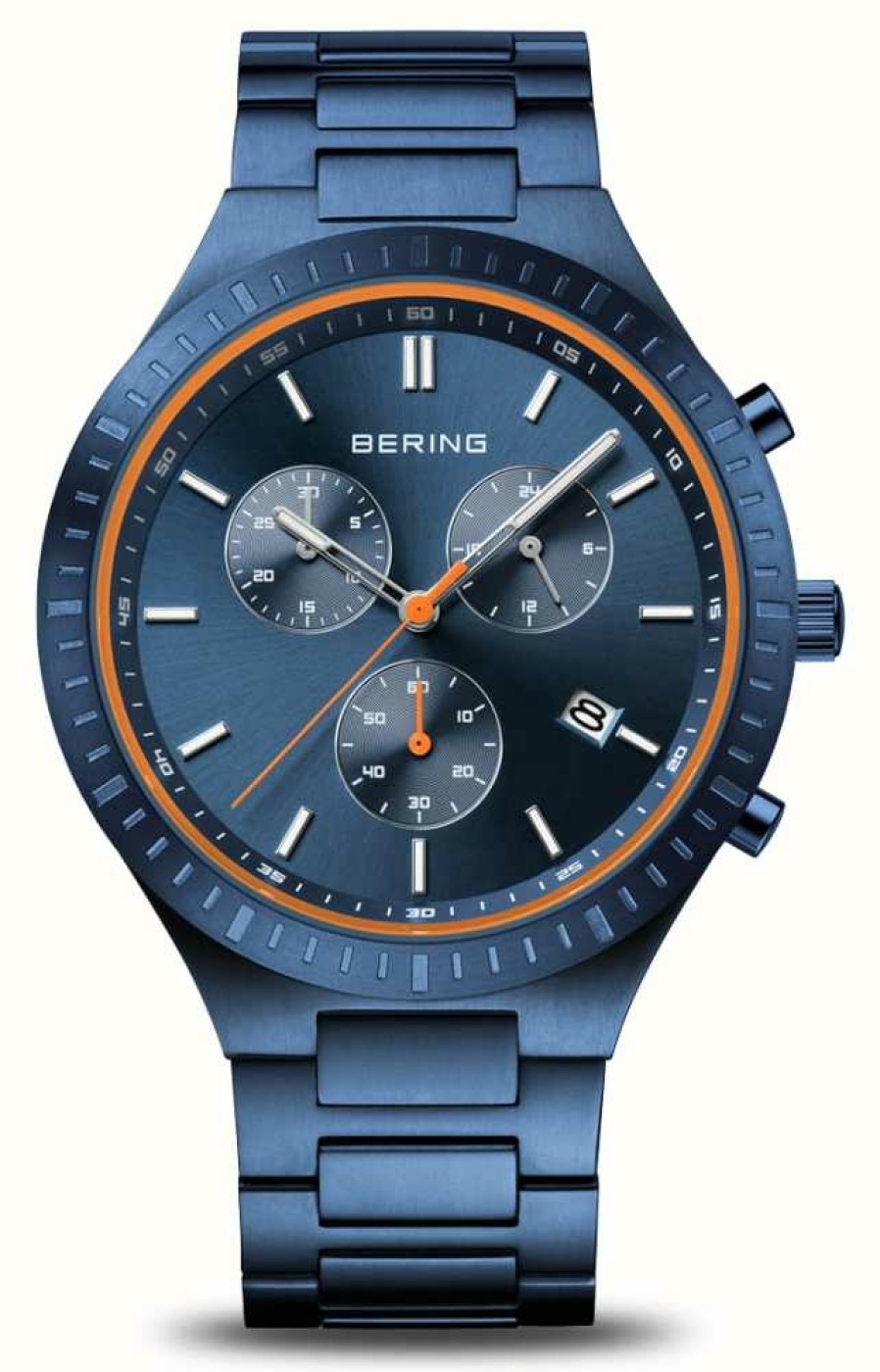 Men'S Bering | Bering Titan Chrono | Blue Dial | Blue Titanium Bracelet