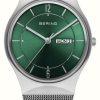 Men'S Bering | Bering Day Date Classic | Green Dial | Stainless Steel Mesh