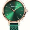 Women'S Bering | Bering Classic | Green Dial | Green Pvd Steel Mesh Bracelet