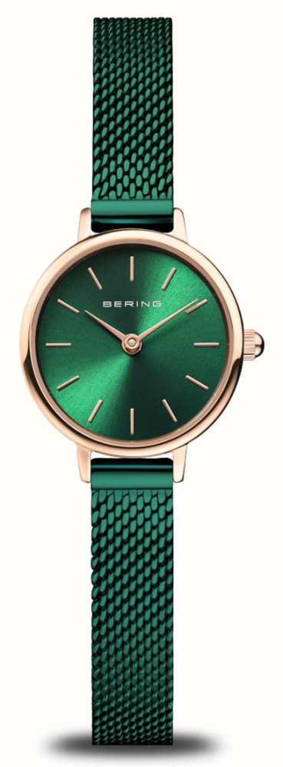 Women'S Bering | Bering Classic | Green Dial | Green Pvd Steel Mesh Bracelet