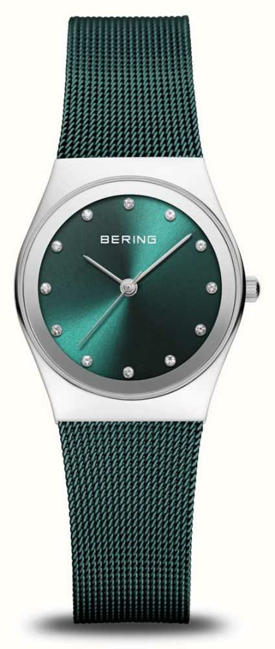 Women'S Bering | Bering Classic | Green Dial | Green Pvd Steel Mesh Bracelet