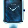 Women'S Bering | Bering Classic Petite Square | Blue Mother Of Pearl Dial | Blue Steel Mesh Bracelet