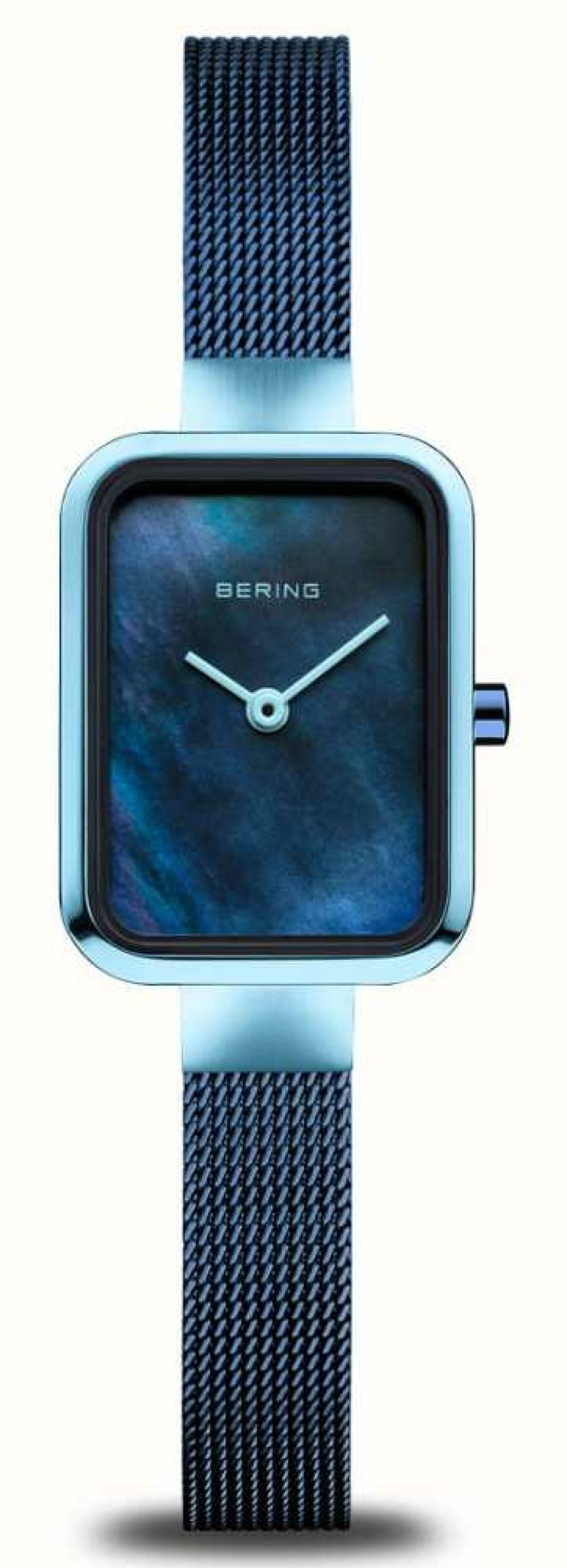 Women'S Bering | Bering Classic Petite Square | Blue Mother Of Pearl Dial | Blue Steel Mesh Bracelet