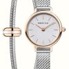 Women'S Bering | Bering Classic | Gift Set | Silver Dial | Stainless Steel Bracelet