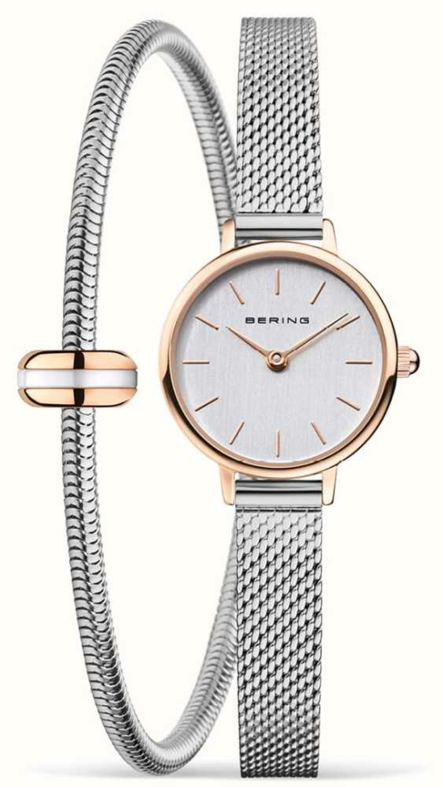 Women'S Bering | Bering Classic | Gift Set | Silver Dial | Stainless Steel Bracelet