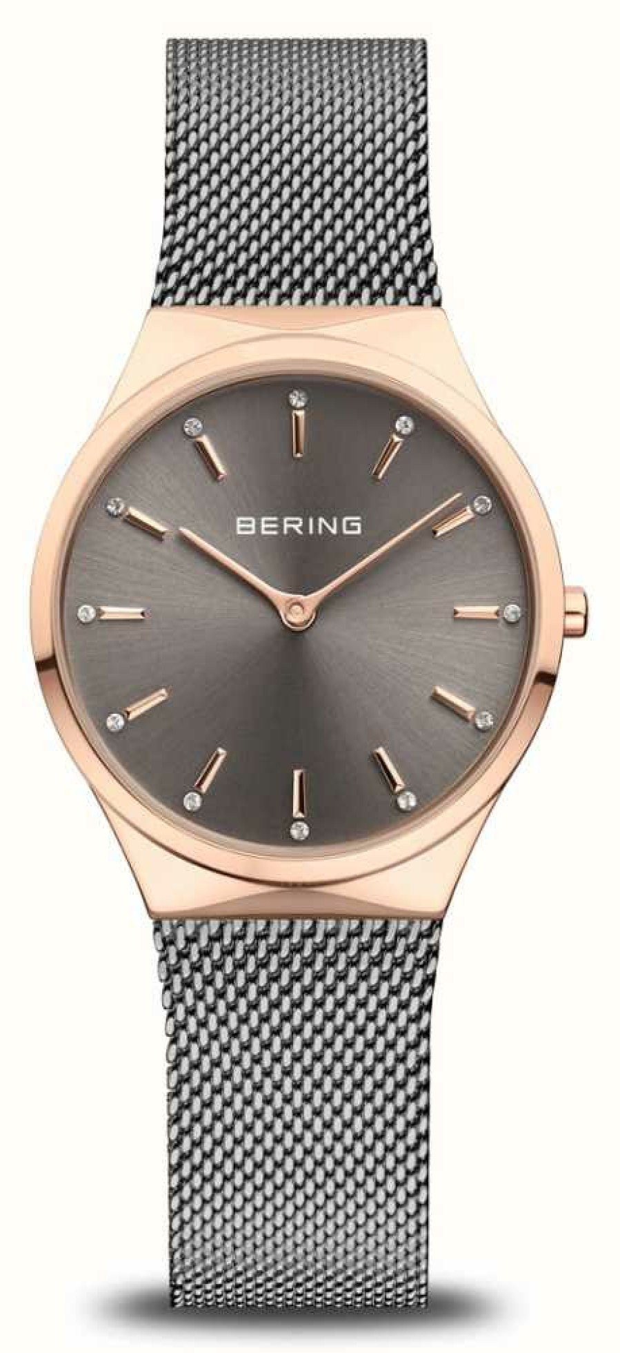 Women'S Bering | Bering Classic | Gift Set | Grey Dial | Stainless Steel Mesh | Matching Bracelet And Bead