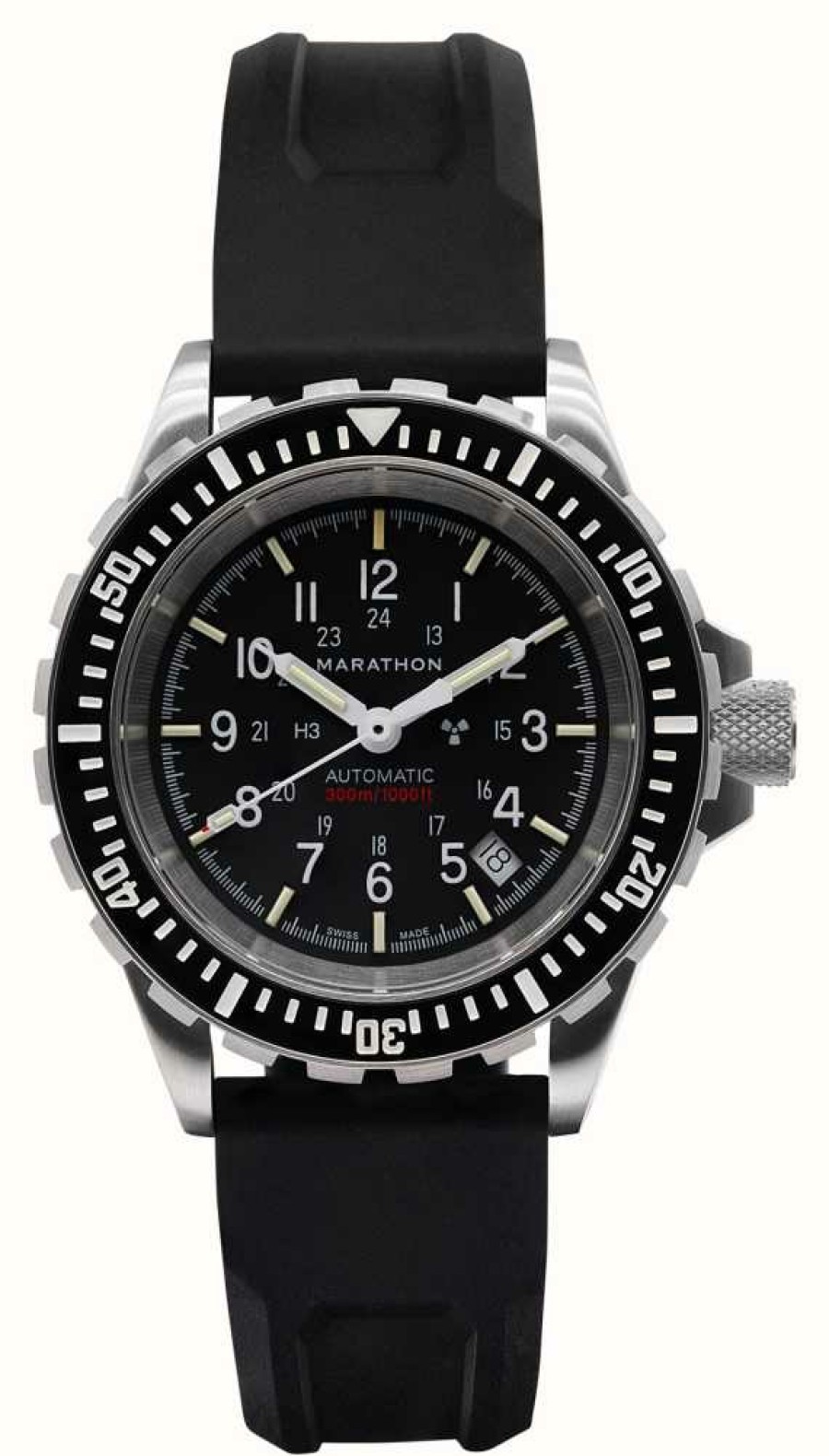 Men'S Marathon | Marathon Large Divers Automatic | Gsar | Black Dial | Black Silicone Strap