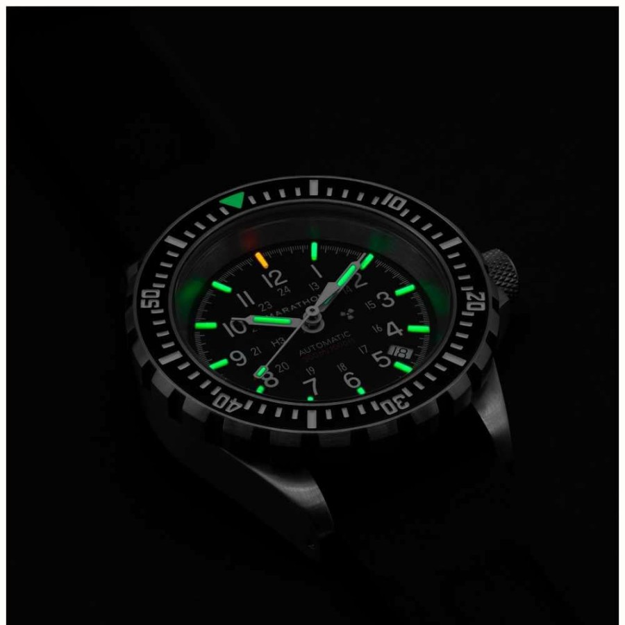 Men'S Marathon | Marathon Large Divers Automatic | Gsar | Black Dial | Black Silicone Strap