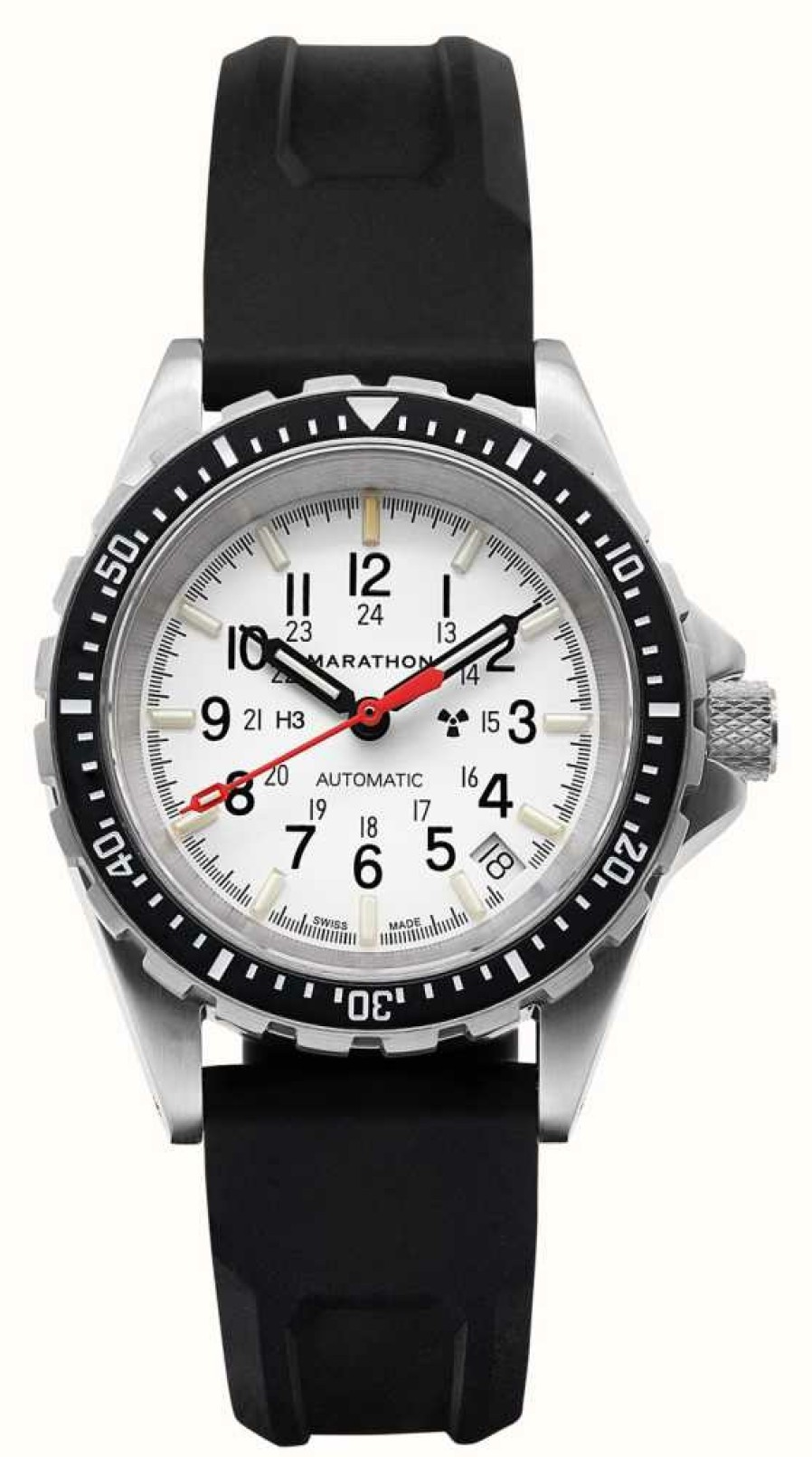 Women'S Marathon | Marathon Arctic Edition Medium Diver'S Automatic | Msar Auto | White Dial | Black Silicone Strap