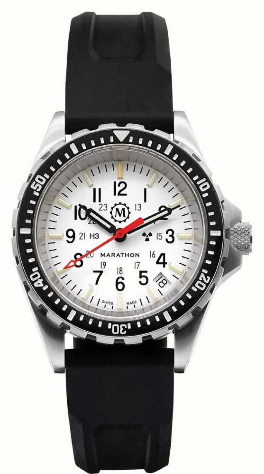 Women'S Marathon | Marathon Arctic Edition Medium Diver'S Quartz | Msar | White Dial | Black Silicone Strap