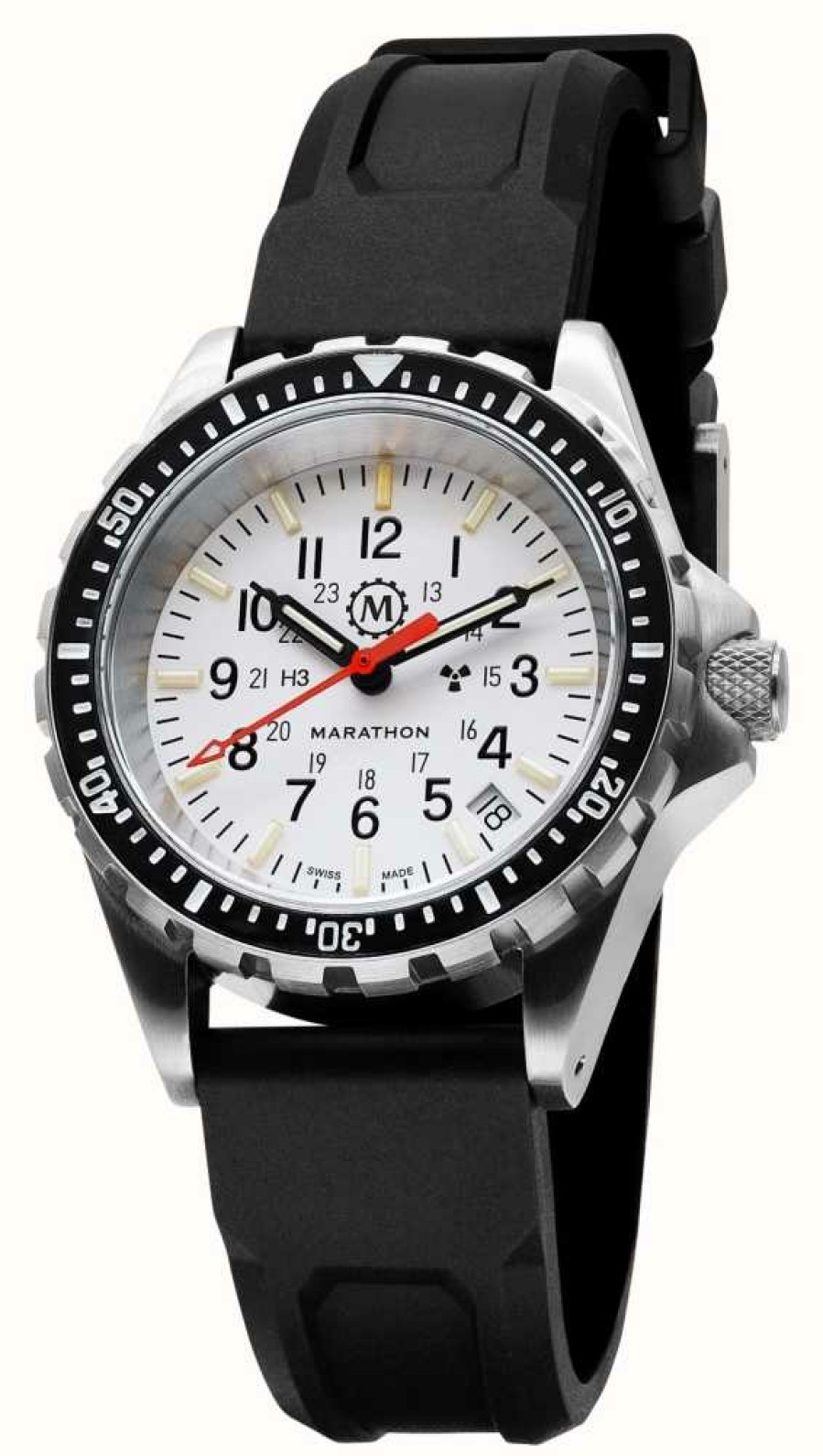 Women'S Marathon | Marathon Arctic Edition Medium Diver'S Quartz | Msar | White Dial | Black Silicone Strap