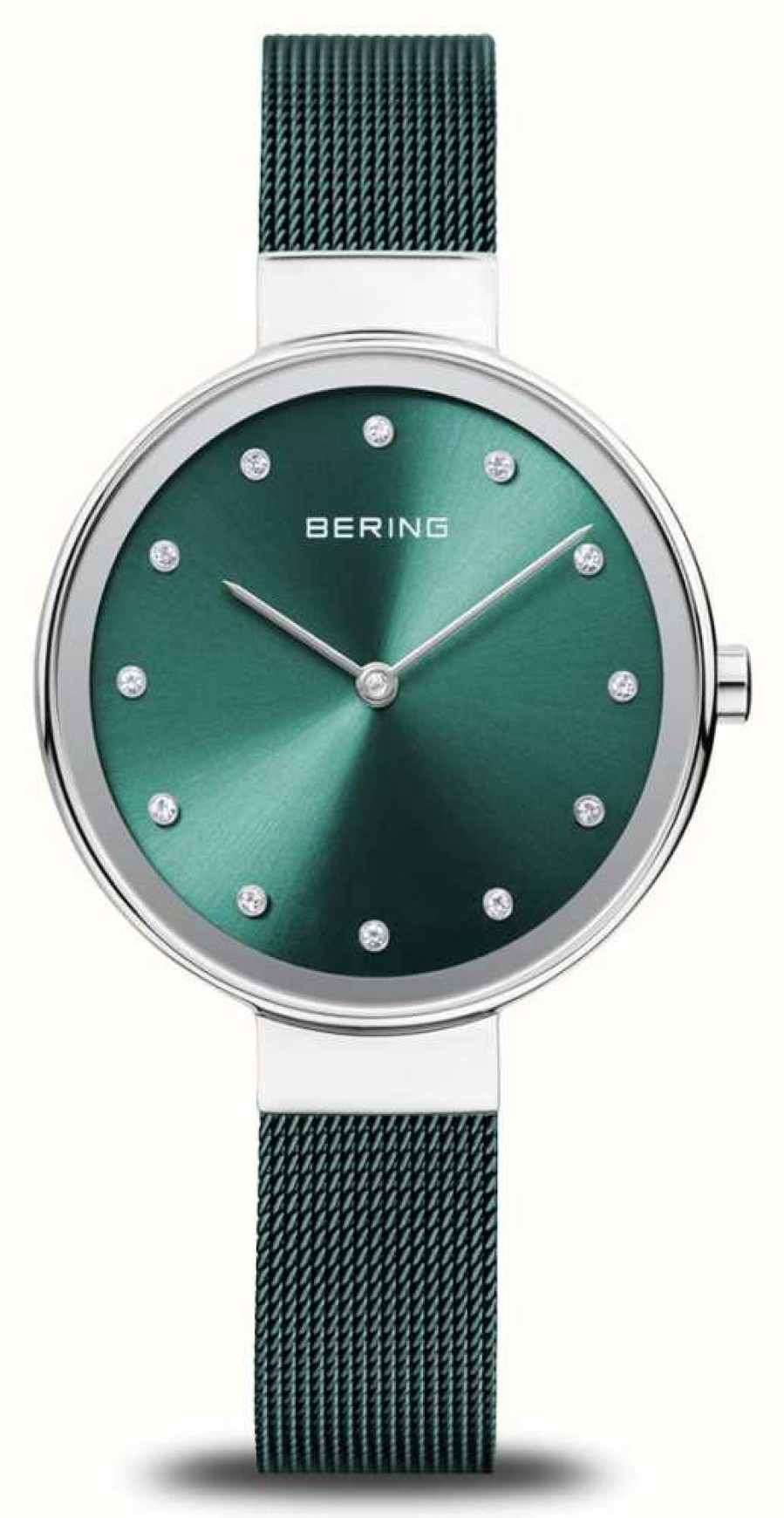 Women'S Bering | Bering Classic | Green Dial | Green Steel Mesh Bracelet