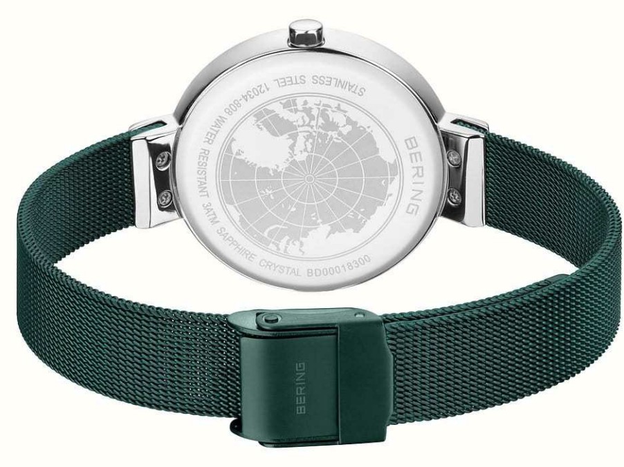 Women'S Bering | Bering Classic | Green Dial | Green Steel Mesh Bracelet